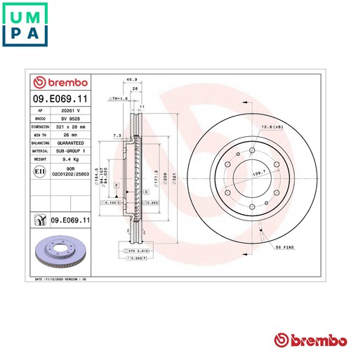 Brake disc e069 11 for - 2x,