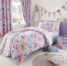 Single Duvet Cover Bedding Set Multicolour Mermaid Reversible