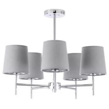 Litecraft Ceiling Light Semi Flush 5 Arm With Grey Shades - Chrome Clearance   