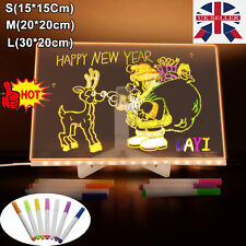 LED Note Board with 7 Coloured Pens Acrylic Dry Erase Illuminated Drawing Board