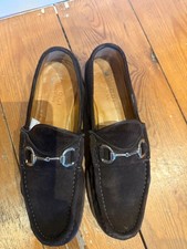 Gucci Brown suede Silver Bit Loafers Shoes Mens UK 6.5 US 7.5 EU 40.5 New