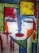 Abstract Cubist Woman Portrait