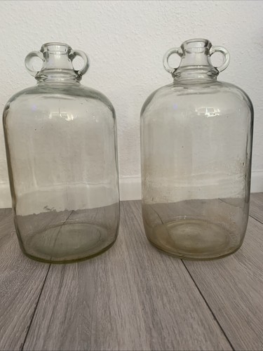 Pair large glass demijohns - of,
