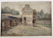 Victorian Naive Watercolor Lock 11 Union Canal Falkirk Signed Folk Art Scottish