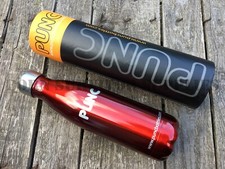 PUNC STAINLESS STEEL INSULATED WATER BOTTLE 500ml RED Metal Flask Hiking Canteen