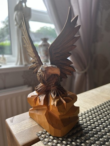 Hand carved wooden eagle - carved,