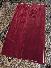 Pair Vtg Burgundy Wine Red Cotton Velvet Lined Pencil Pleat Curtains 134D x 168W