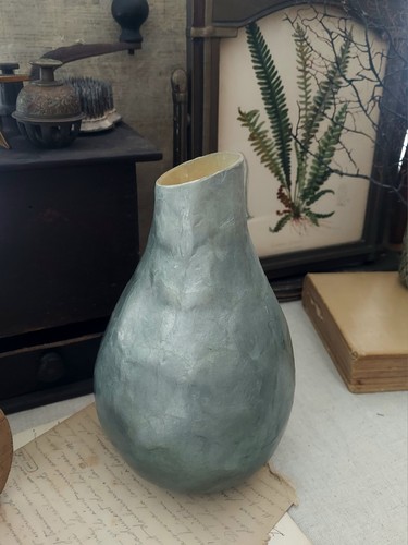Vintage capiz shell vase - vintage,