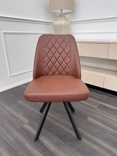 FV Mars Tan Faux Leather Swivel Dining Chair (Choose Quantity)