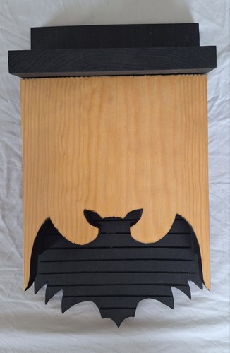 Handmade bat box with black - bat,