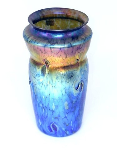 Blue aurene vase with - ,
