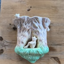 Vintage Sylvac Wall Pocket Shaped Wall Vase Green Beige Pixie 320 Art Deco