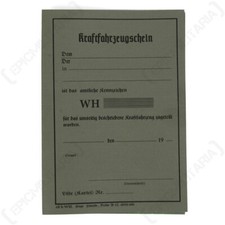 Reproduction WW2 German Vehicle Registration Document