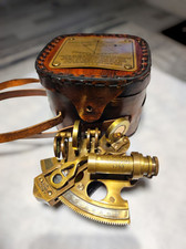Vintage Maritime Brass Nautical Sextant Leather Case Kelvin Hughes London 