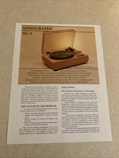 Conrad Johnson Sonographe SG-3 Turntable Sales One-sheet / Brochure