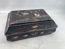 Victorian Black Mother Of Pearl Inlaid Box