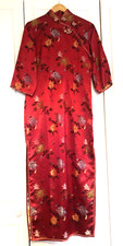 Red Chinese Cheongsam Long Dress Size 36 with 3/4 length sleeves (never worn)