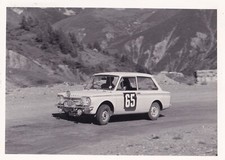 HILLMAN IMP RALLY CAR No.65, FRONT SIDE VIEW PHOTOGRAPH.
