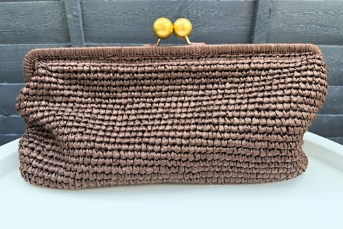 Zara brown straw crochet woven - crochet,