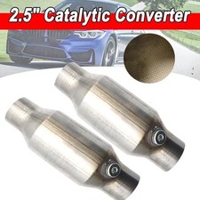 2x 2.5 Inch 63mm Sports Cat Catalytic Converter Hi Flow 400 Cell Stainless Steel