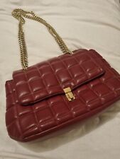 Ladies Just Fab Burgundy Padded Bag With Gold Chain Strap Handle