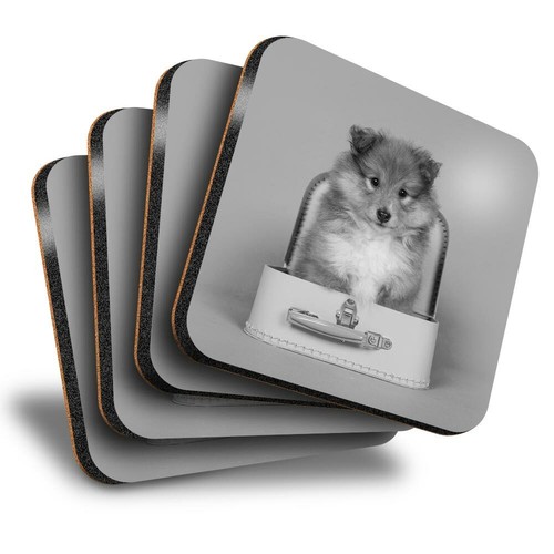 Set square coasters bw - of, 4