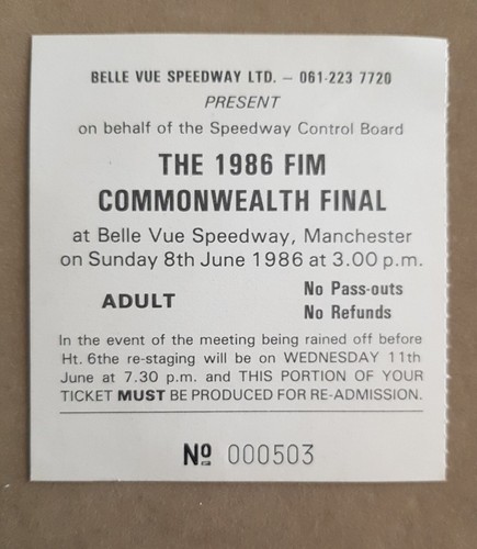 Speedway ticket belle vue hyde - ticket,