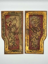 Pair Antique Carved Wood Wall
