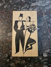 Judi Kins 2379H Happy Couple Art Deco Black Tie Woman Man Rubber Stamp Wood