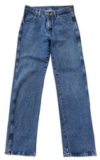 VTG Rustler Men's Blue Straight Mid Rise Cotton Thick Solid Jeans W30 L32