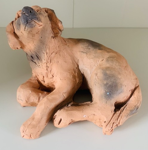 Unusual studio clay dog lay - clay,