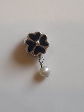 TRUTH silver PK 925 blue/black flower pearl dangle bracelet charm