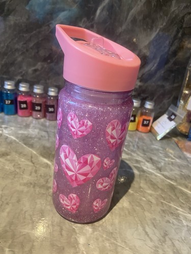 Glitter hearts plastic tumbler - glitter,