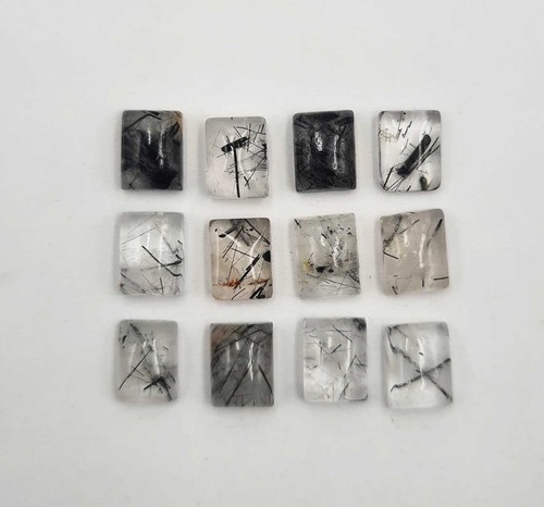 Natural black rutile - black, cushion