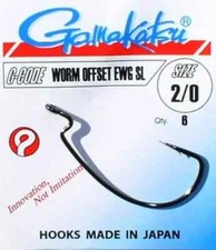 Gamakatsu Worm Offset EWG SL Black Barbed Hooks Texas Carolina Sea Fishing