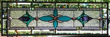 Stained Glass Transom window HANGING PANEL 32 1/4 X 11  incl hooks