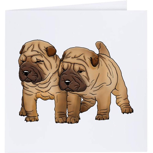 Shar pei puppies greeting - greeting, /