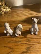 Trio of Lladro Minature Puppies 2 Mint Condition 1 with Tiny Chip to Ear No Box