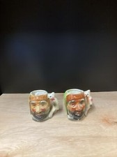 2  Vintage Pirate Toby Jugs Parrot On Shoulder 