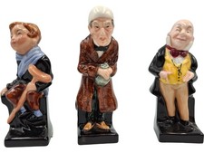 Royal Doulton Charles Dickens Figurines  x3 Tiny Tim Scrooge Micawber c1930s