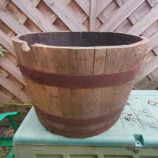 Wooden Half Barrel Tub Garden Planter