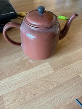 Vintage brown Enamel Retro  Tea Kettle Pot