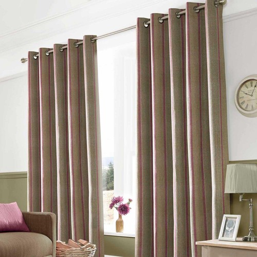 Mulberry striped curtain pair - mulberry,