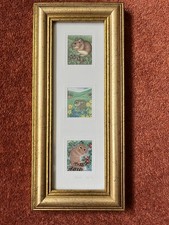 Sharon Jervis Litho Print Of 3 Mice. Framed And Signed. Gold Frame.