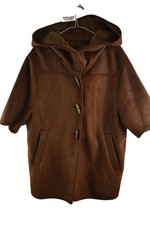 ZARA BASIC Brown Faux Leather Coat size M Womens Short Sleeves Casual Outdoors