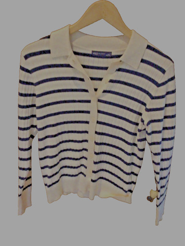 Ladies cardigan cream navy - m&s, cream/navy