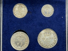 MAUNDY MONEY SET OF 4 VICTORIA 1888 1P 2P 3P 4PENNY SILVER BOXED BRITISH AUNC