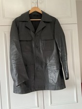 70’s Vintage German Black Leather Jacket 40 - 42” Chest