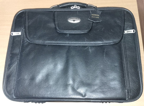 Antler black leather laptop - black,