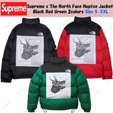Supreme x The North Face Nuptse Jacket Black Red Green 2colors Size S-XXL